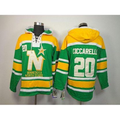 Dallas Stars #20 Dino Ciccarelli Green Sawyer Hooded Sweatshirt Stitched NHL Jersey