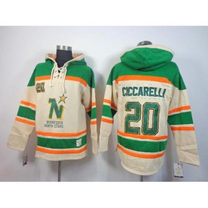 Dallas Stars #20 Dino Ciccarelli Cream Sawyer Hooded Sweatshirt Stitched NHL Jersey