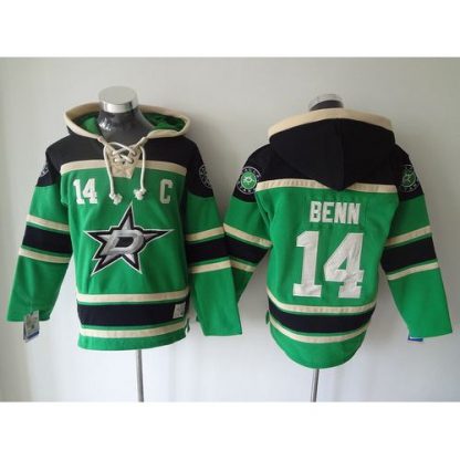 Dallas Stars #14 Jamie Benn Green Sawyer Hooded Sweatshirt Stitched NHL Jersey