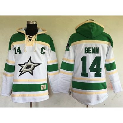 Dallas Stars #14 Jamie Benn White Sawyer Hooded Sweatshirt Stitched NHL Jersey