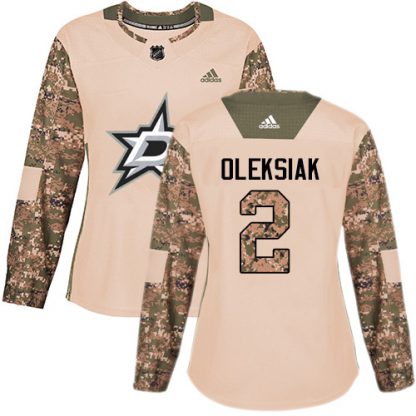 Adidas Dallas Stars #2 Jamie Oleksiak Camo Authentic 2017 Veterans Day Women's Stitched NHL Jersey