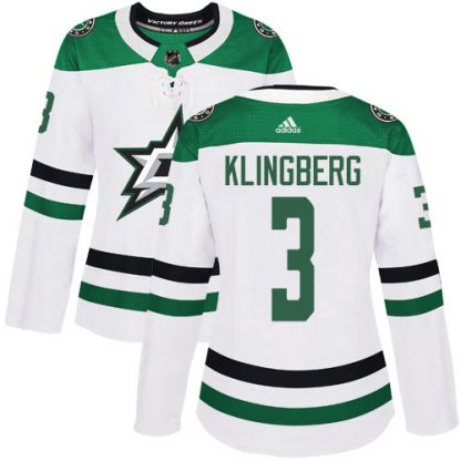 Adidas Dallas Stars #3 John Klingberg White Road Authentic Women's Stitched NHL Jersey
