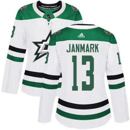 Adidas Dallas Stars #13 Mattias Janmark White Road Authentic Women's Stitched NHL Jersey