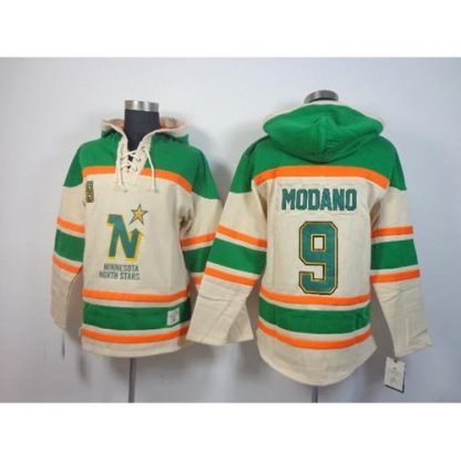 Dallas Stars #9 Mike Modano Cream Sawyer Hooded Sweatshirt Stitched NHL Jersey