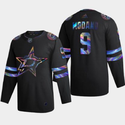 Dallas Dallas Stars #9 Mike Modano Men's Nike Iridescent Holographic Collection NHL Jersey - Black