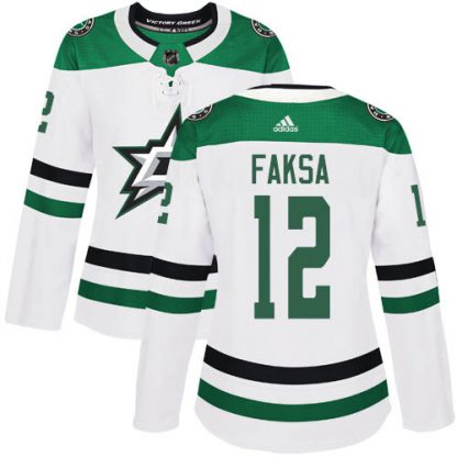 Adidas Dallas Stars #12 Radek Faksa White Road Authentic Women's Stitched NHL Jersey