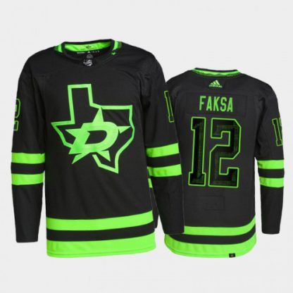 Adidas Dallas Stars #12 Radek Faksa Men's 2021-22 Alternate Authentic NHL Jersey - Black