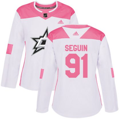 Adidas Dallas Stars #91 Tyler Seguin White/Pink Authentic Fashion Women's Stitched NHL Jersey