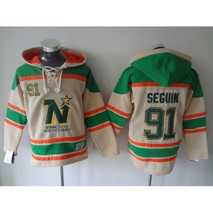 Dallas Stars #91 Tyler Seguin Cream Sawyer Hooded Sweatshirt Stitched NHL Jersey