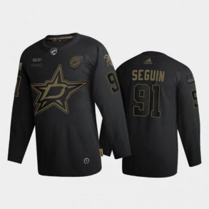 Dallas Dallas Stars #91 Tyler Seguin Men's Adidas 2020 Veterans Day Authentic NHL Jersey - Black