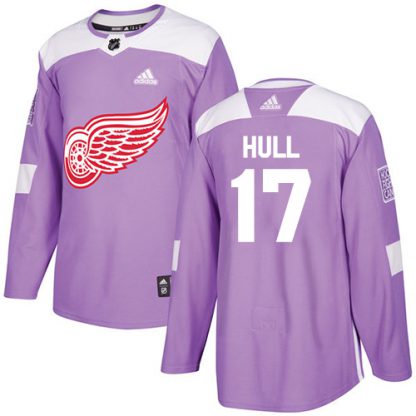 Adidas Detroit Red Wings #17 Brett Hull Purple Authentic Fights Cancer Stitched NHL Jersey