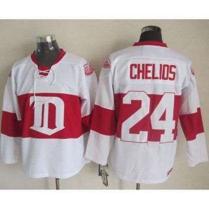 Detroit Red Wings #24 Chris Chelios White Winter Classic CCM Throwback Stitched NHL Jersey