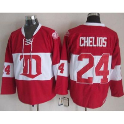 Detroit Red Wings #24 Chris Chelios Red Winter Classic CCM Throwback Stitched NHL Jersey