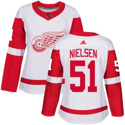 Adidas Detroit Red Wings #51 Frans Nielsen White Road Authentic Women's Stitched NHL Jersey