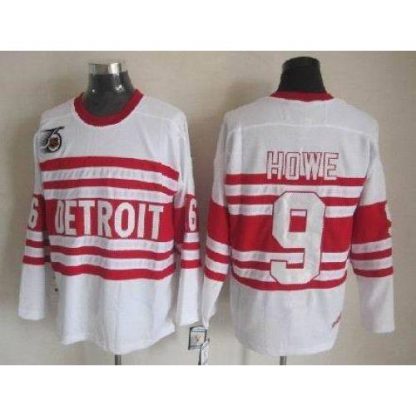 Detroit Red Wings #9 Gordie Howe White CCM Throwback 75TH Stitched NHL Jersey