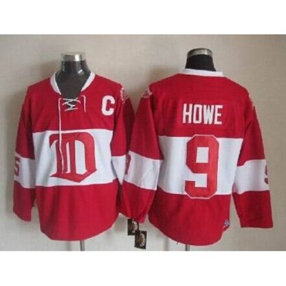 Detroit Red Wings #9 Gordie Howe Red Winter Classic CCM Throwback Stitched NHL Jersey