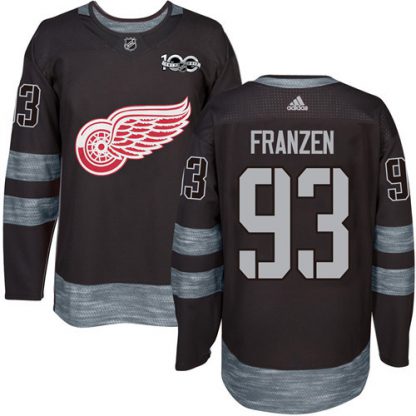 Adidas Detroit Red Wings #93 Johan Franzen Black 1917-2017 100th Anniversary Stitched NHL Jersey