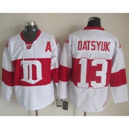 Detroit Red Wings #13 Pavel Datsyuk White Winter Classic CCM Throwback Stitched NHL Jersey
