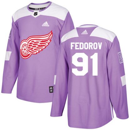 Adidas Detroit Red Wings #91 Sergei Fedorov Purple Authentic Fights Cancer Stitched NHL Jersey
