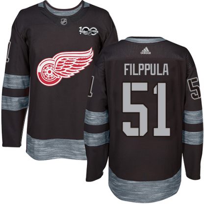 Adidas Detroit Red Wings #51 Valtteri Filppula Black 1917-2017 100th Anniversary Stitched NHL Jersey