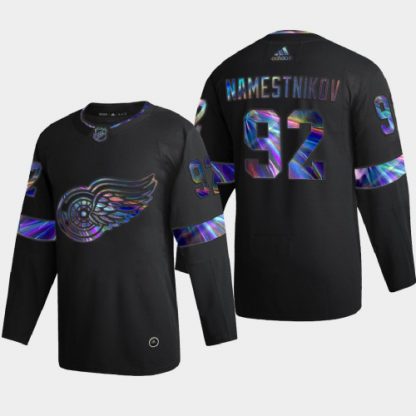 Detroit Detroit Red Wings #92 Vladislav Namestnikov Men's Nike Iridescent Holographic Collection NHL Jersey - Black
