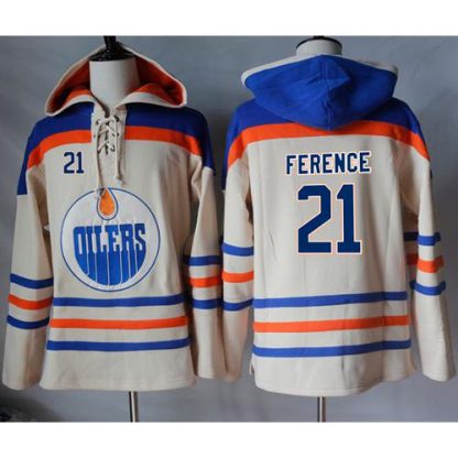 Edmonton Oilers #21 Andrew Ference Cream Sawyer Hooded Sweatshirt Stitched NHL Jersey