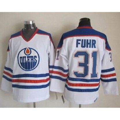 Edmonton Oilers #31 Grant Fuhr White CCM Throwback Stitched NHL Jersey