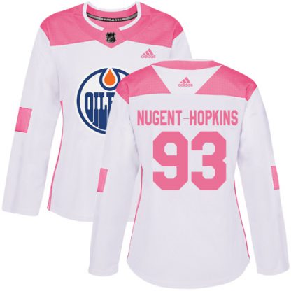 Adidas Edmonton Oilers #93 Ryan Nugent-Hopkins White/Pink Authentic Fashion Women's Stitched NHL Jersey