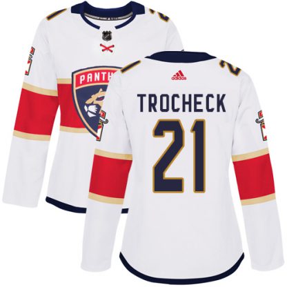 Adidas Florida Panthers #21 Vincent Trocheck White Road Authentic Women's Stitched NHL Jersey