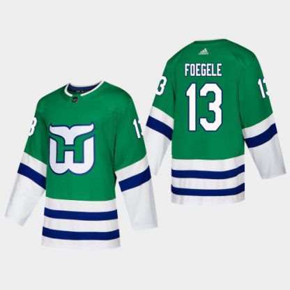 Hartford Hartford Whalers #13 Warren Foegele Adidas 2019-20 Heritage Authentic Player NHL Jersey Green