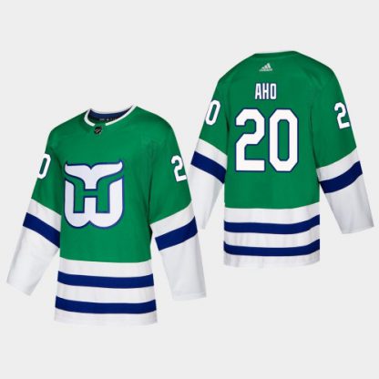 Hartford Hartford Whalers #20 Sebastian Aho Adidas 2019-20 Heritage Authentic Player NHL Jersey Green