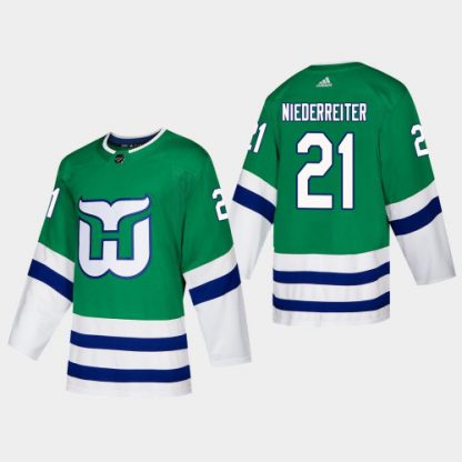 Hartford Hartford Whalers #21 Nino Niederreiter Adidas 2019-20 Heritage Authentic Player NHL Jersey Green