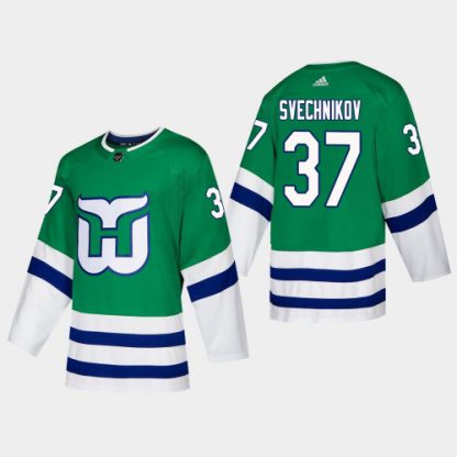 Hartford Hartford Whalers #37 Andrei Svechnikov Adidas 2019-20 Heritage Authentic Player NHL Jersey Green
