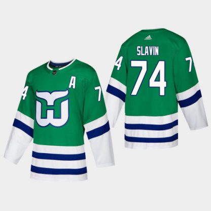 Hartford Hartford Whalers #74 Jaccob Slavin Adidas 2019-20 Heritage Authentic Player NHL Jersey Green