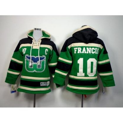 Hartford Whalers #10 Ron Francis Green Sawyer Hooded Sweatshirt Stitched Youth NHL Jersey