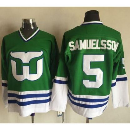 Hartford Whalers #5 Ulf Samuelsson Green CCM Throwback Stitched NHL Jersey