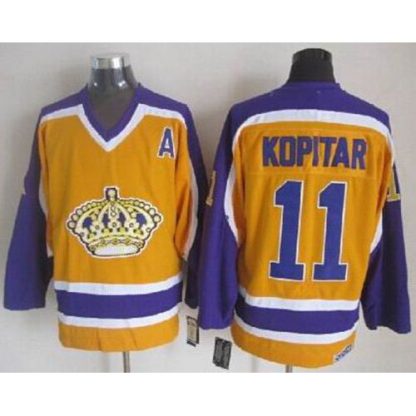 Los Angeles Kings #11 Anze Kopitar Yellow CCM Throwback Stitched NHL Jersey