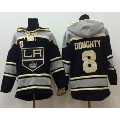 Los Angeles Kings #8 Drew Doughty Black Sawyer Hooded Sweatshirt Stitched NHL Jersey