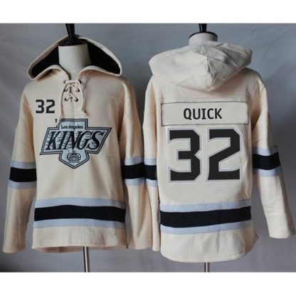 Los Angeles Kings #32 Jonathan Quick Cream Sawyer Hooded Sweatshirt Stitched NHL Jersey
