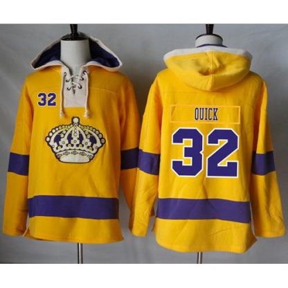 Los Angeles Kings #32 Jonathan Quick Gold Sawyer Hooded Sweatshirt Stitched NHL Jersey