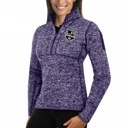 Los Angeles Los Angeles Kings Antigua Women's Fortune 1/2-Zip Pullover Sweater Purple