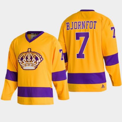 Adidas Los Angeles Kings #7 Tobias Bjornfot Team Classics Gold Men's NHL 2022 Throwback Jersey