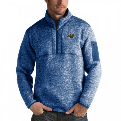 Minnesota Minnesota Wild Antigua Fortune Quarter-Zip Pullover Jacket Blue
