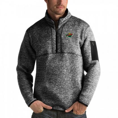 Minnesota Minnesota Wild Antigua Fortune Quarter-Zip Pullover Jacket Charcoal