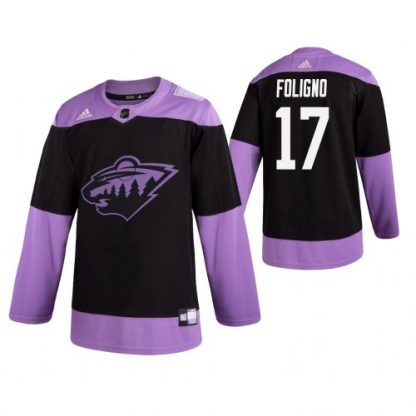 Adidas Minnesota Wild #17 Marcus Foligno Men's Black Hockey Fights Cancer Practice NHL Jersey