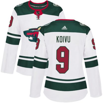 Adidas Minnesota Wild #9 Mikko Koivu White Road Authentic Women's Stitched NHL Jersey