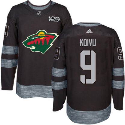 Adidas Minnesota Wild #9 Mikko Koivu Black 1917-2017 100th Anniversary Stitched NHL Jersey