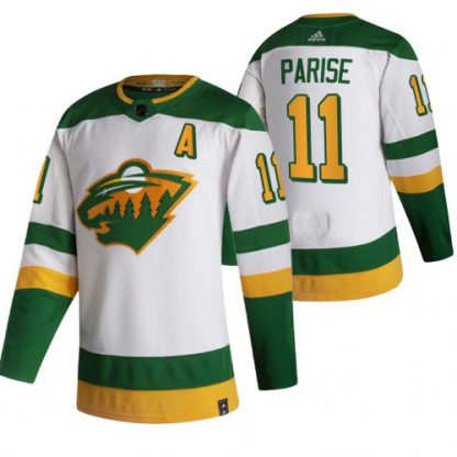 Minnesota Minnesota Wild #11 Zach Parise White Men's Adidas 2020-21 Reverse Retro Alternate NHL Jersey