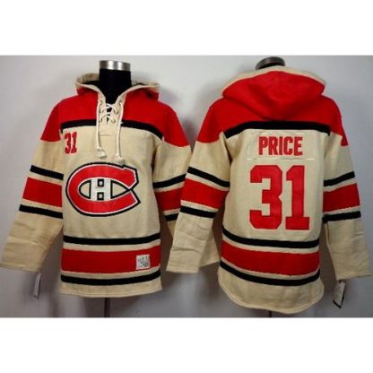 Montreal Canadiens #31 Carey Price Cream Sawyer Hooded Sweatshirt Stitched NHL Jersey