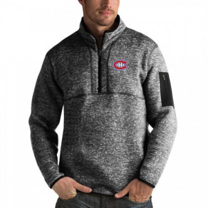 Montreal Montreal Canadiens Antigua Fortune Quarter-Zip Pullover Jacket Charcoal